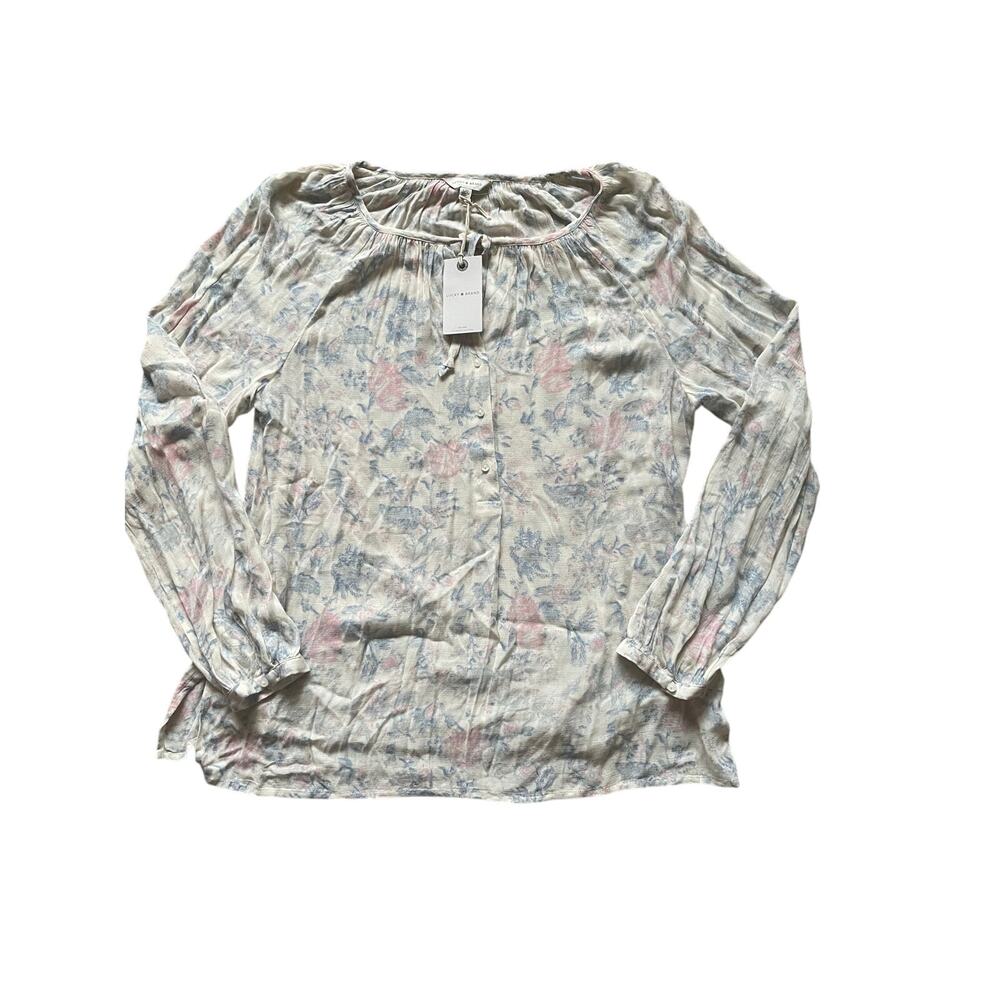 Lucky Brand Womens/Teen White shirt with soft pink and blue floral Size Large